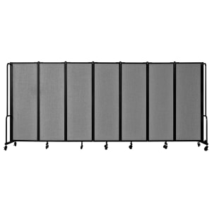 955-RDB67PT02 164"L Portable Room Divider w/ (7) Gray PET Panels - 6ft High