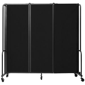 955-RDB63PT10 72"L Portable Room Divider w/ (3) Black PET Panels - 6ft High