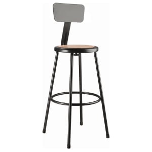 955-6230B10 Round Stool w/ Solid Back & Masonite Board Seat, Black