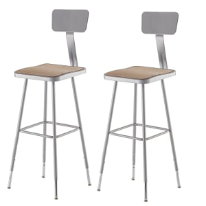 955-6330HB Square Stool w/ Solid Back & Masonite Board Seat, Gray