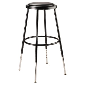 955-6424H10 Round Backless Stool w/ Black Vinyl Padded Seat, Black
