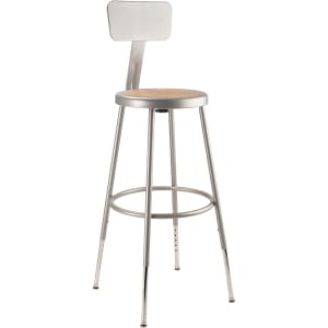955-6224HB Round Stool w/ Solid Back & Masonite Board Seat, Gray