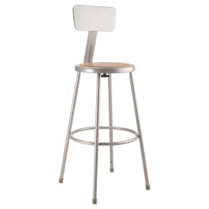 955-6230B Round Stool w/ Solid Back & Masonite Board Seat, Gray