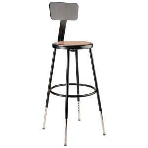955-6224HB10 Round Stool w/ Solid Back & Masonite Board Seat, Black