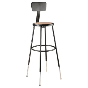 955-6230HB10 Round Stool w/ Solid Back & Masonite Board Seat, Black