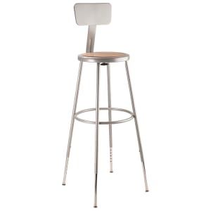 955-6230HB Round Stool w/ Solid Back & Masonite Board Seat, Gray