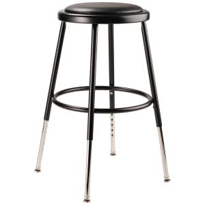955-6418H10 Round Backless Stool w/ Black Vinyl Padded Seat, Black