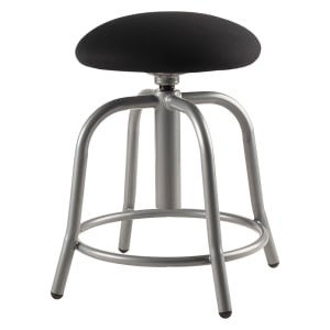 955-6810S02 Round Backless Swivel Stool w/ Black Fabric Cushion Seat, Gray