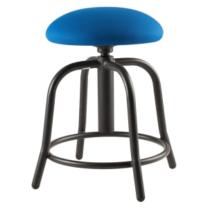 955-6825S10 Round Backless Swivel Stool w/ Cobalt Blue Fabric Seat, Black