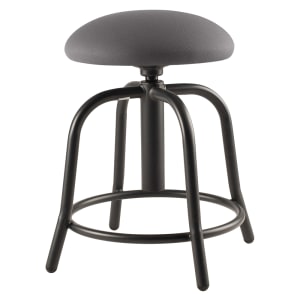 955-6820S10 Round Backless Swivel Stool w/ Charcoal Fabric Cushion Seat, Black