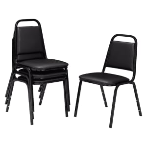 955-9110B Stacking Chair w/ Panther Black Vinyl Back & Seat - Steel Frame, Black