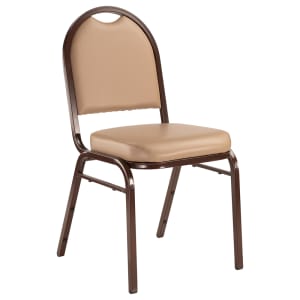 955-9201M Stacking Chair w/ French Beige Vinyl Back & Seat - Steel Frame, Mocha