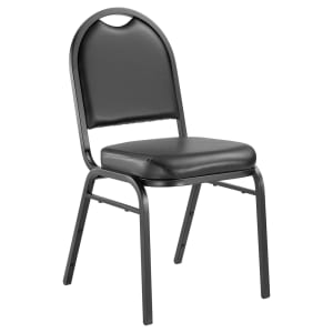 955-9210BT Stacking Chair w/ Panther Black Vinyl Back & Seat - Steel Frame, Black