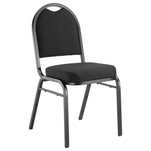 955-9260BT Stacking Chair w/ Ebony Black Fabric Back & Seat - Steel Frame, Black