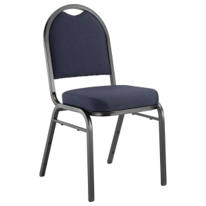 955-9254BT Stacking Chair w/ Midnight Blue Fabric Back & Seat - Steel Frame, Black