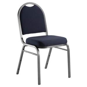 955-9254SV Stacking Chair w/ Midnight Blue Fabric Back & Seat - Steel Frame, Silver Vein