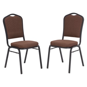 955-9361BT Stacking Chair w/ Natural Chocolatier Fabric Back & Seat - Steel Frame, Black