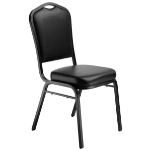 955-9310BT Stacking Chair w/ Panther Black Vinyl Back & Seat - Steel Frame, Black