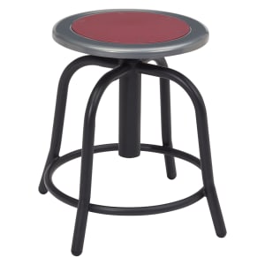 955-681810 Round Backless Swivel Stool w/ Burgundy Steel Seat, Black