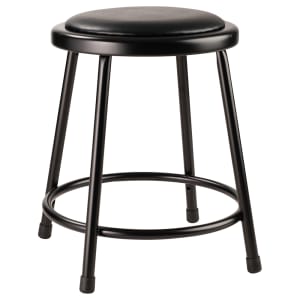 955-641810 Round Backless Stool w/ Black Vinyl Padded Seat, Black