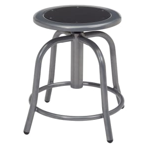 955-681002 Round Backless Swivel Stool w/ Black Steel Seat, Gray