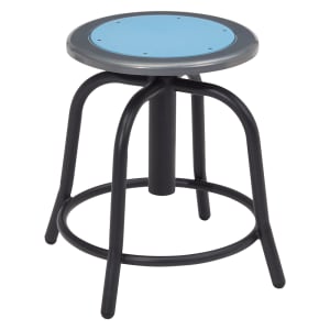 955-680510 Round Backless Swivel Stool w/ Blueberry Steel Seat, Black