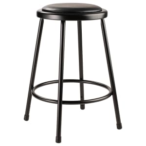 955-642410 Round Backless Stool w/ Black Vinyl Padded Seat, Black
