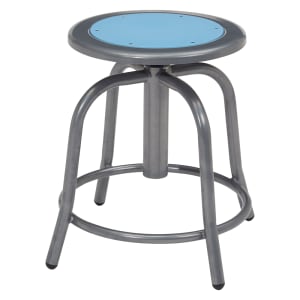 955-680502 Round Backless Swivel Stool w/ Blueberry Steel Seat, Gray