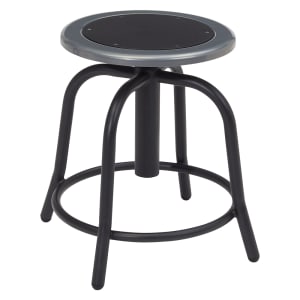 955-681010 Round Backless Swivel Stool w/ Black Steel Seat, Black