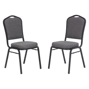 955-9362BT Stacking Chair w/ Natural Graystone Fabric Back & Seat - Steel Frame, Black