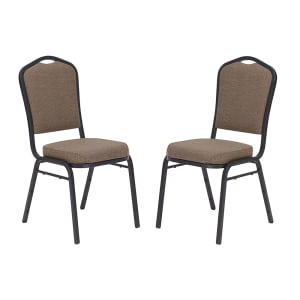 955-9378BT Stacking Chair w/ Natural Taupe Fabric Back & Seat - Steel Frame, Black