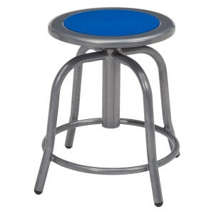 955-682502 Round Backless Swivel Stool w/ Persian Blue Steel Seat, Gray
