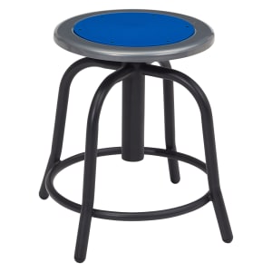 955-682510 Round Backless Swivel Stool w/ Persian Blue Steel Seat, Black