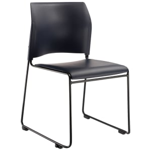 955-87041004 Stacking Chair w/ Blue Plastic Back & Blue Vinyl Seat - Steel Frame, Black