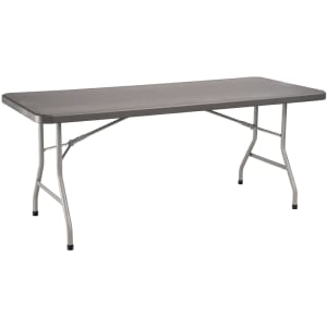 955-BT307220 Folding Table w/ Charcoal Plastic Top & Silvertone Frame - 72"L x 30"W x 29 1/2"H