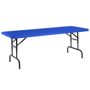 955-BTA307204 Rectangular Folding Table w/ Blue Plastic Top & Black Steel Frame - 72"L x 30"W