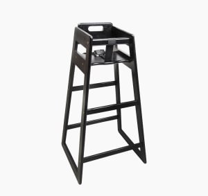 202-910BL 39 1/2" Pub Height Wood High Chair w/ Waist Strap, Black