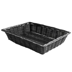229-2488 Rectangular Handwoven Basket, 14 x 10 x 3", Poly, Black