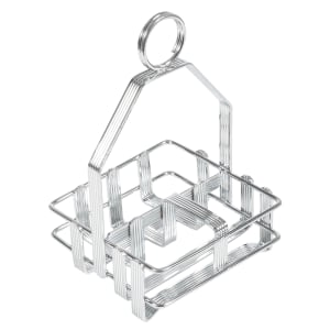 080-WH7 3 Compartment Square Condiment Caddy - Chrome Plated Metal