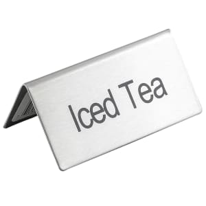 370-TSITE Iced Tea Table Tent Sign - 1 1/2" x 3", Stainless