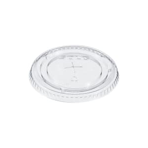 538-662TS Lid w/ Straw Slot for Plastic Cups - 3 7/10" Round, PET, Clear