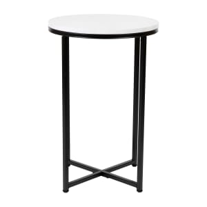 916-NANJH1787ETMRBLB End Table w/ White Marble Wood Top & Matte Black Metal Legs - 16"W x 16"D x 23 1/2"H
