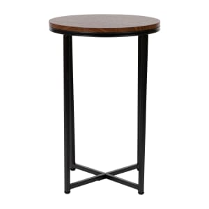 916-NANJH1787ETWALB End Table w/ Walnut Wood Top & Matte Black Metal Legs - 16"W x 16"D x 23 1/2"H