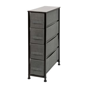 916-WX5L203BKGR 7 7/8"W Storage Organizer w/ (4) Dark Gray Fabric Drawers, Black Cast Iron Frame