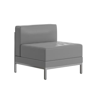 916-ZBIMAGMIDDLEGY Modular Middle Chair - Gray LeatherSoft Upholstery, Stainless Base