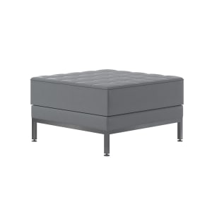 916-ZBIMAGOTTOMANGY 28" Square Ottoman - 17"H, Gray LeatherSoft Upholstery