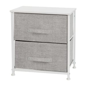 916-WX5L200WHGR 17 3/4"W Storage Organizer w/ (2) Light Gray Fabric Drawers, White Cast Iron Frame