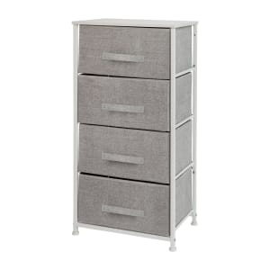916-WX5L203XWHGR 17 3/4"W Storage Organizer w/ (4) Light Gray Fabric Drawers, White Cast Iron Frame
