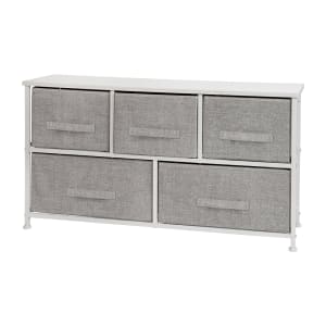 916-WX5L206XWHGR 39 1/2"W Storage Organizer w/ (5) Light Gray Fabric Drawers, White Cast Iron Frame