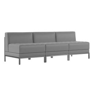 916-ZBIMAGMIDCH3GY 3 Piece Modular Lounge Chair Set - Gray LeatherSoft Upholstery, Stainless Legs